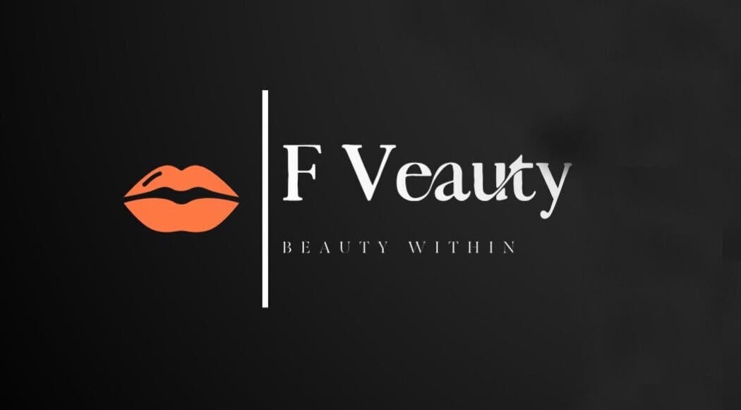 F Veauty logo with an orange lip icon, located in Dallas, Texas, US.