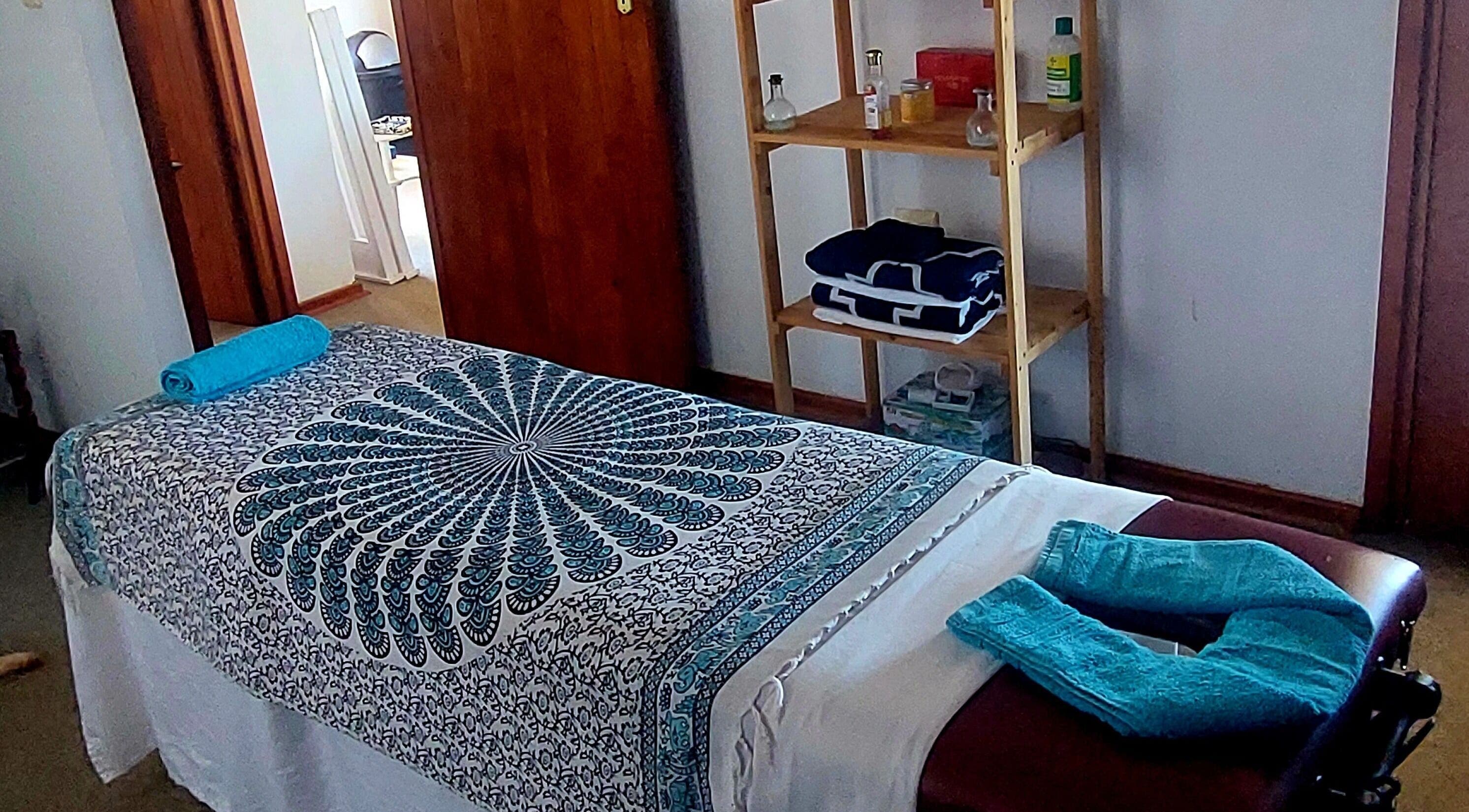 Massage table setup at LomiLomi Therapeutic Massage, Jeffreys Bay, Eastern Cape, ZA.
