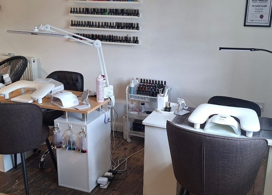 Cozy nail station at Chelsea Louise, Caistor, England, GB, equipped for a relaxing beauty experience.