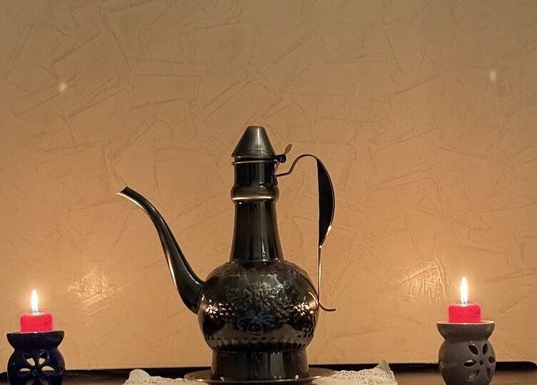 Traditional decor with candles at Rouge and Henna Beauty Saloon and Spa, Al Ain, Abu Dhabi, AE.