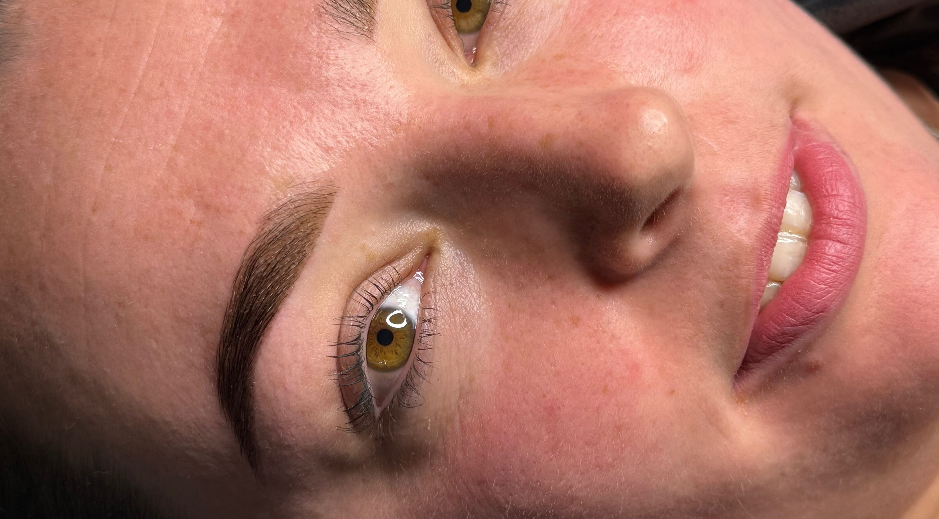 Closeup of a woman's face showcasing makeup artistry at Kerry Johnson Permanent Makeup and Beauty, Newcastle upon Tyne, England, GB.