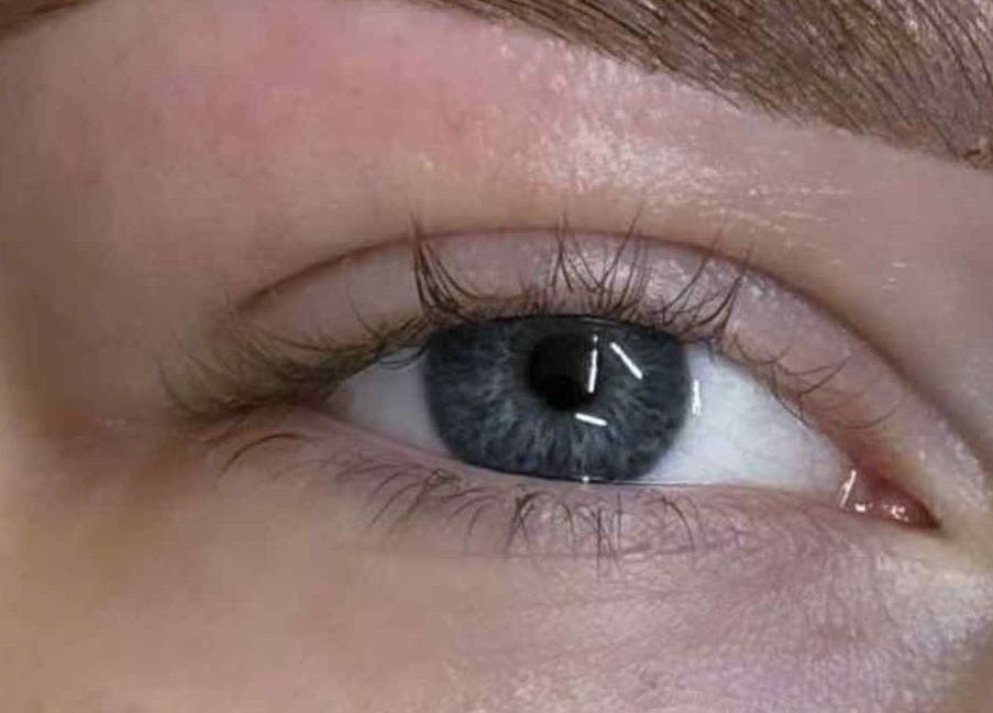 Close-up of eye with natural lashes at Kerry Johnson Permanent Makeup and Beauty, Newcastle upon Tyne, England, GB.
