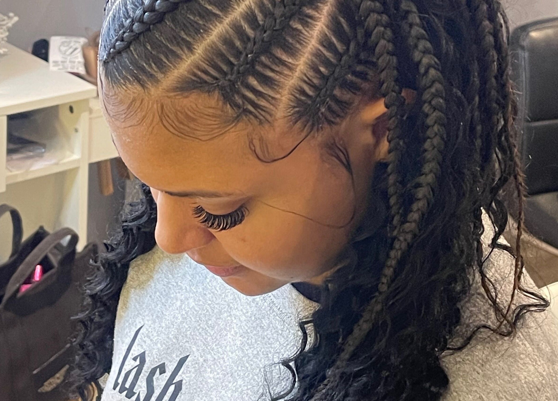 Styled braids at Styled.byNashly in Allentown, Pennsylvania, US showcasing intricate hair design.