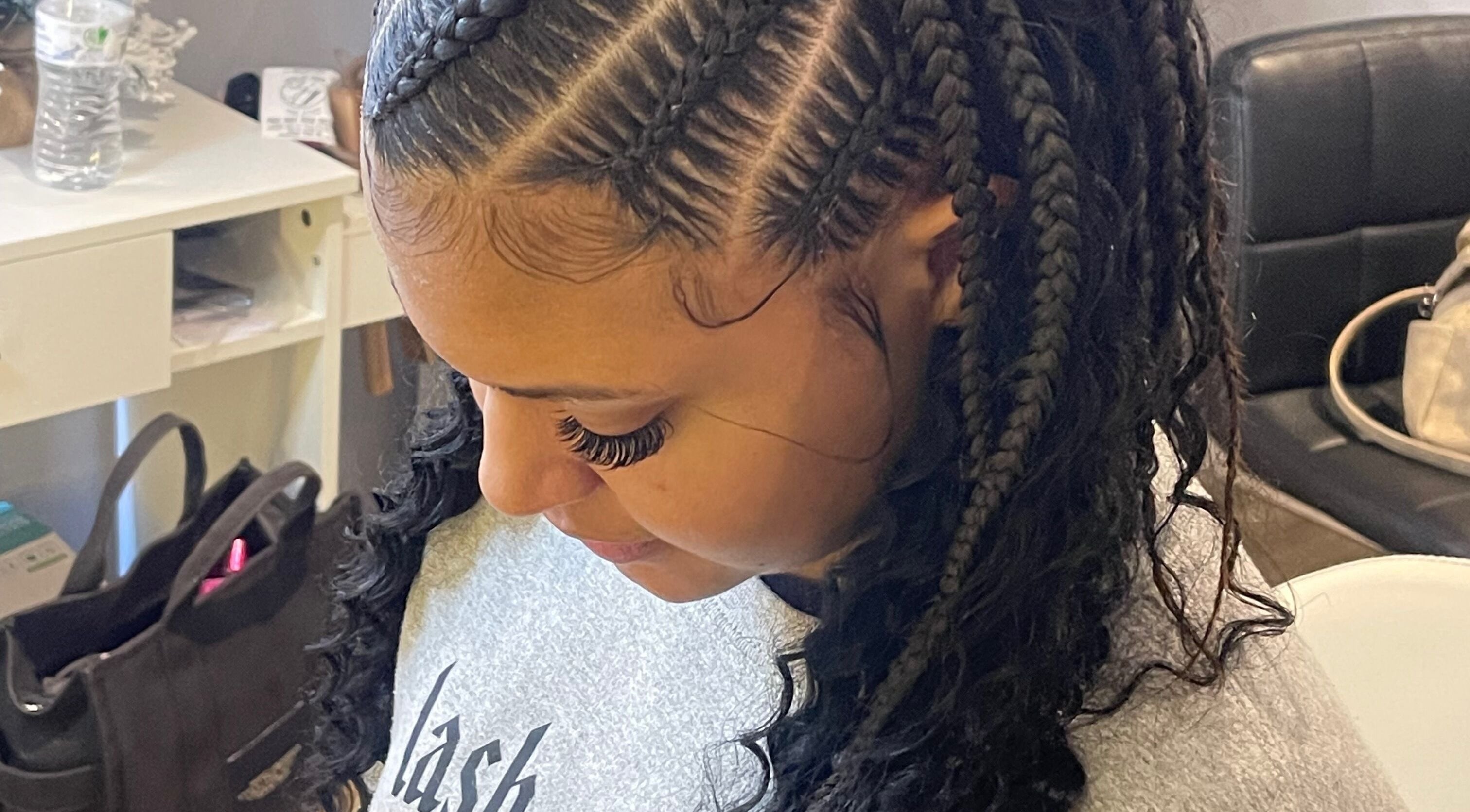 Styled braids at Styled.byNashly in Allentown, Pennsylvania, US showcasing intricate hair design.
