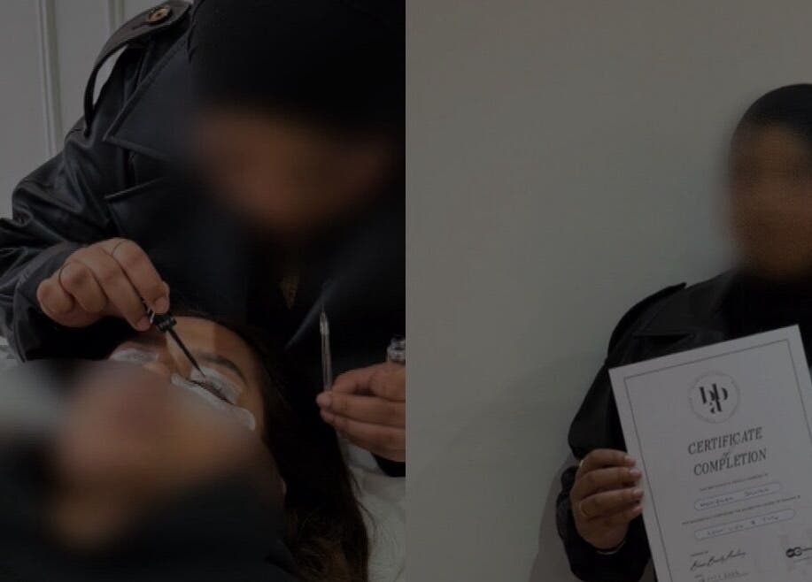 Lash Al-Noor in London offers expert eyelash application. Certificate showcases eyelash beauty expertise.