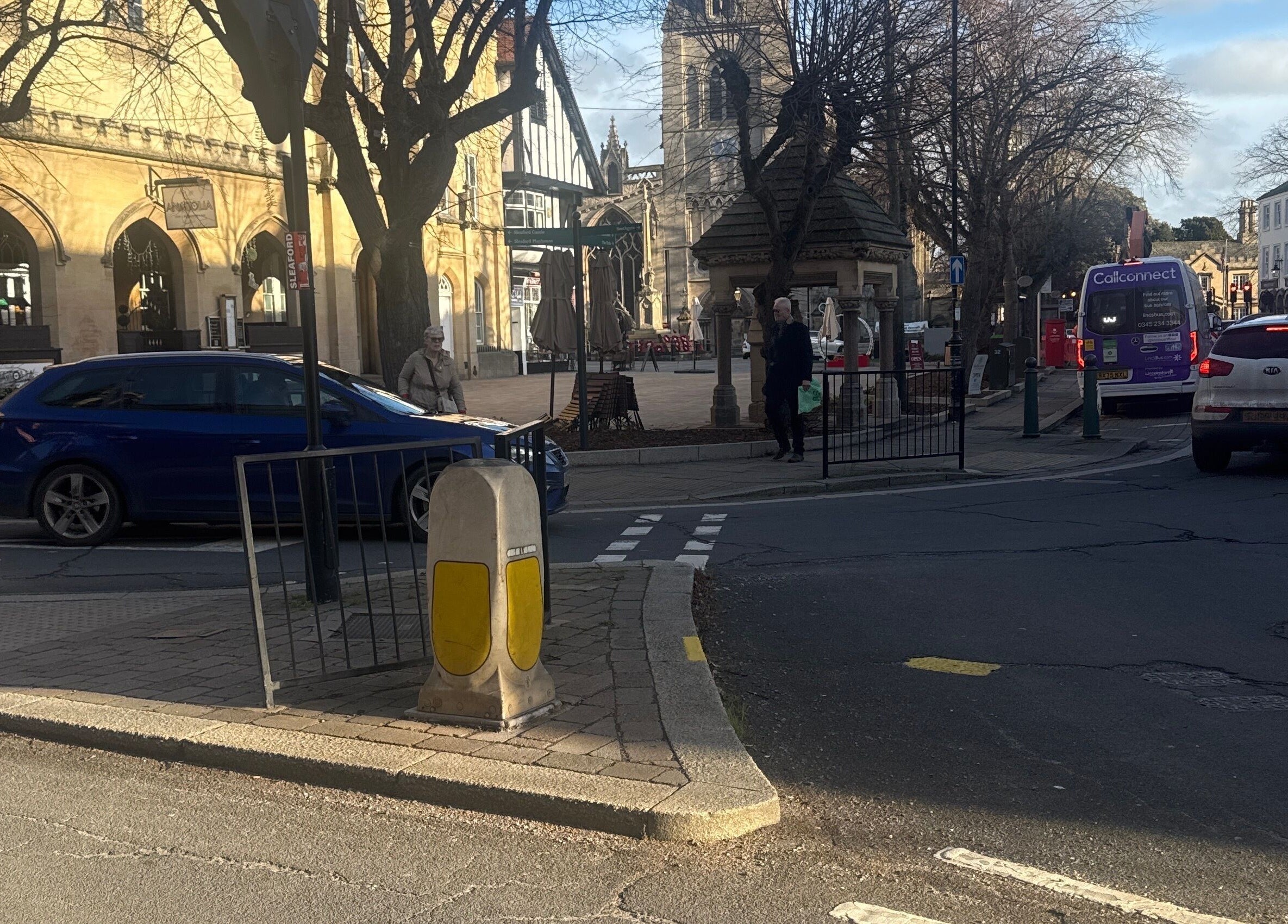 Street view near Sleaford Barbers, London, England, GB, showcasing iconic architecture.