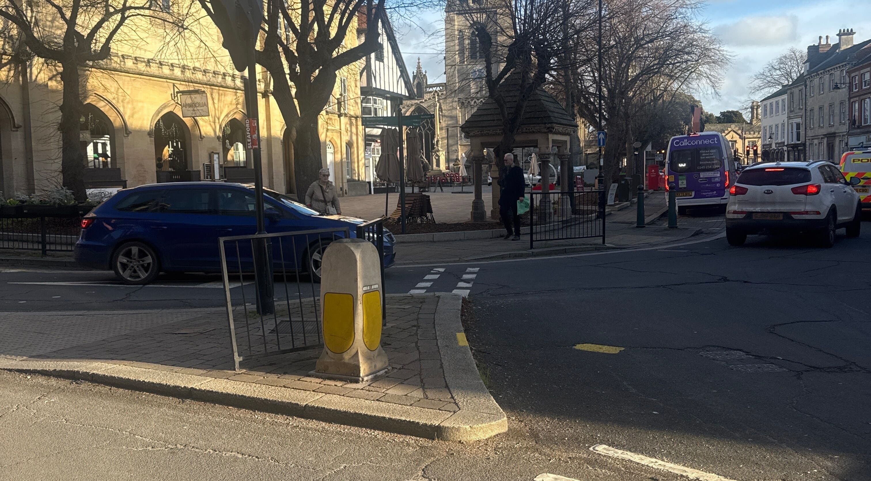 Street view near Sleaford Barbers, London, England, GB, showcasing iconic architecture.