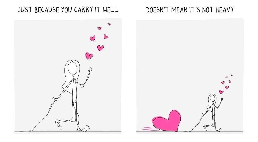 Illustration of a figure dragging a heart at The Break-UP Coach, Lenah Valley, Tasmania, AU.