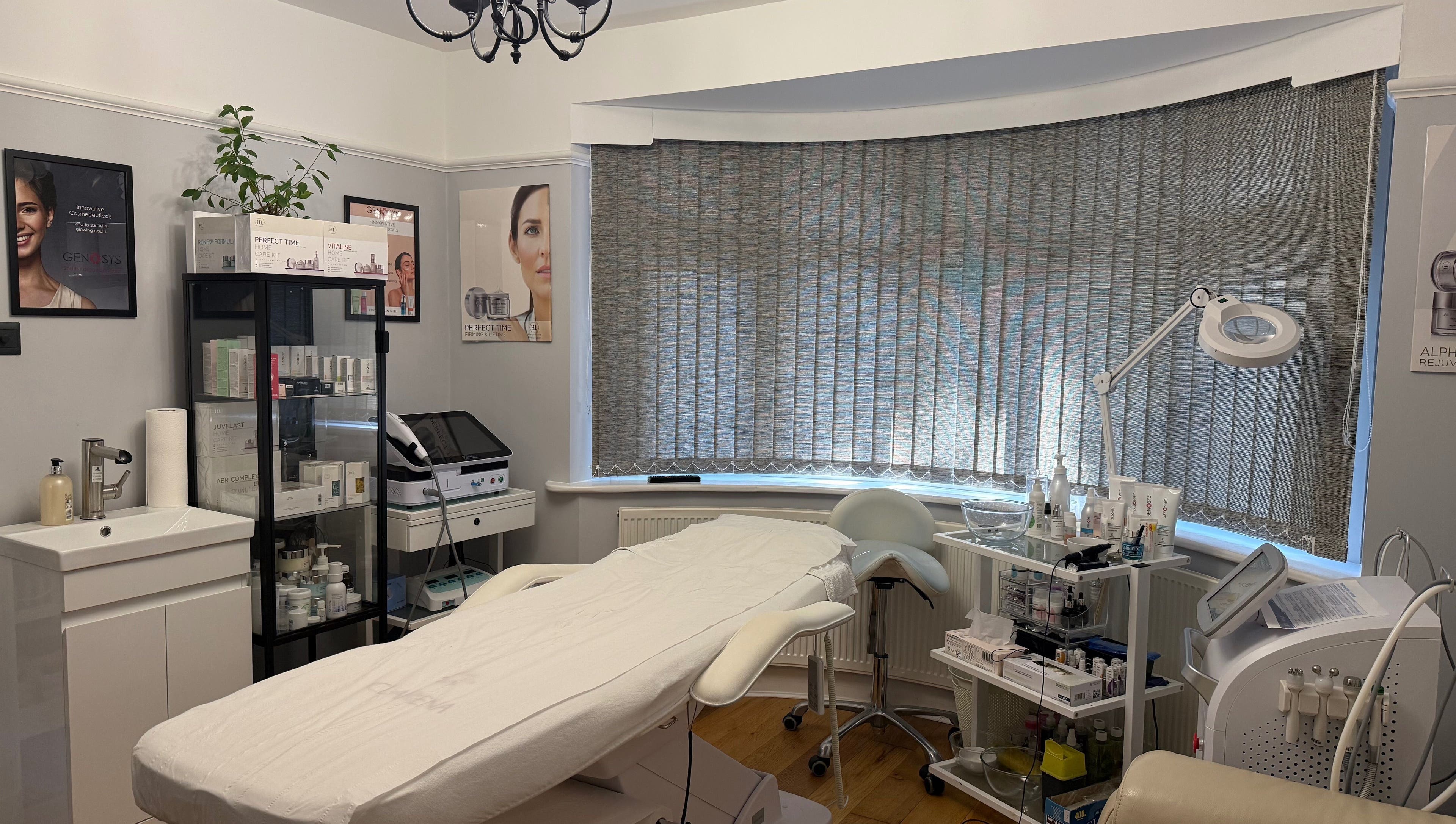 Calm treatment room at Aphrodite Skin Clinic, High Wycombe, England, GB offering beauty and wellness services.