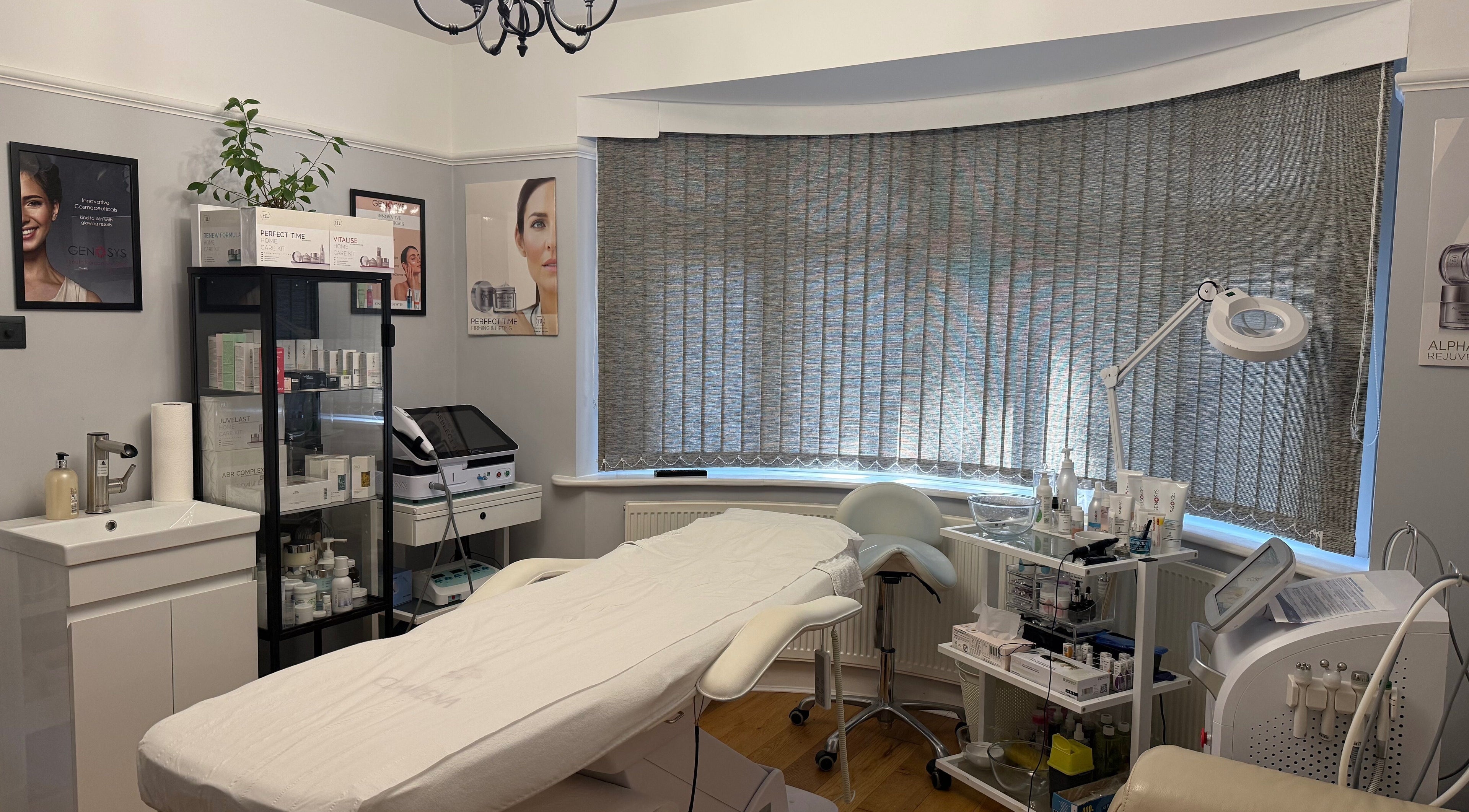 Calm treatment room at Aphrodite Skin Clinic, High Wycombe, England, GB offering beauty and wellness services.