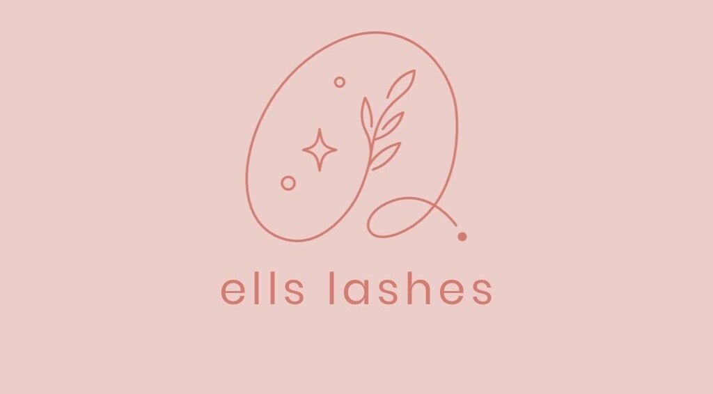 Ells Lahes logo with delicate line art on a soft pink background in Poole, England, GB.