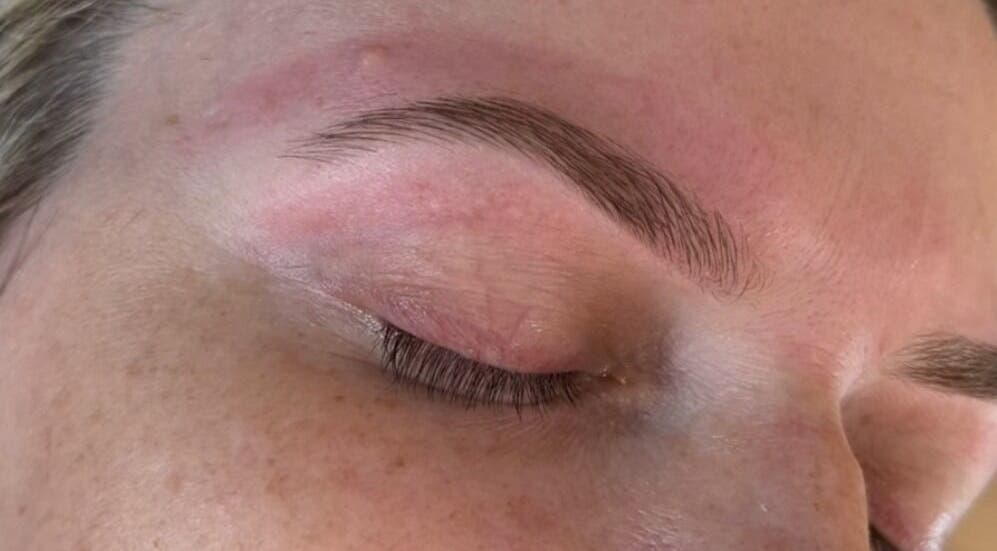 Close-up of expertly shaped eyebrows at By Lauren Ashley, Destrehan, Louisiana, US.
