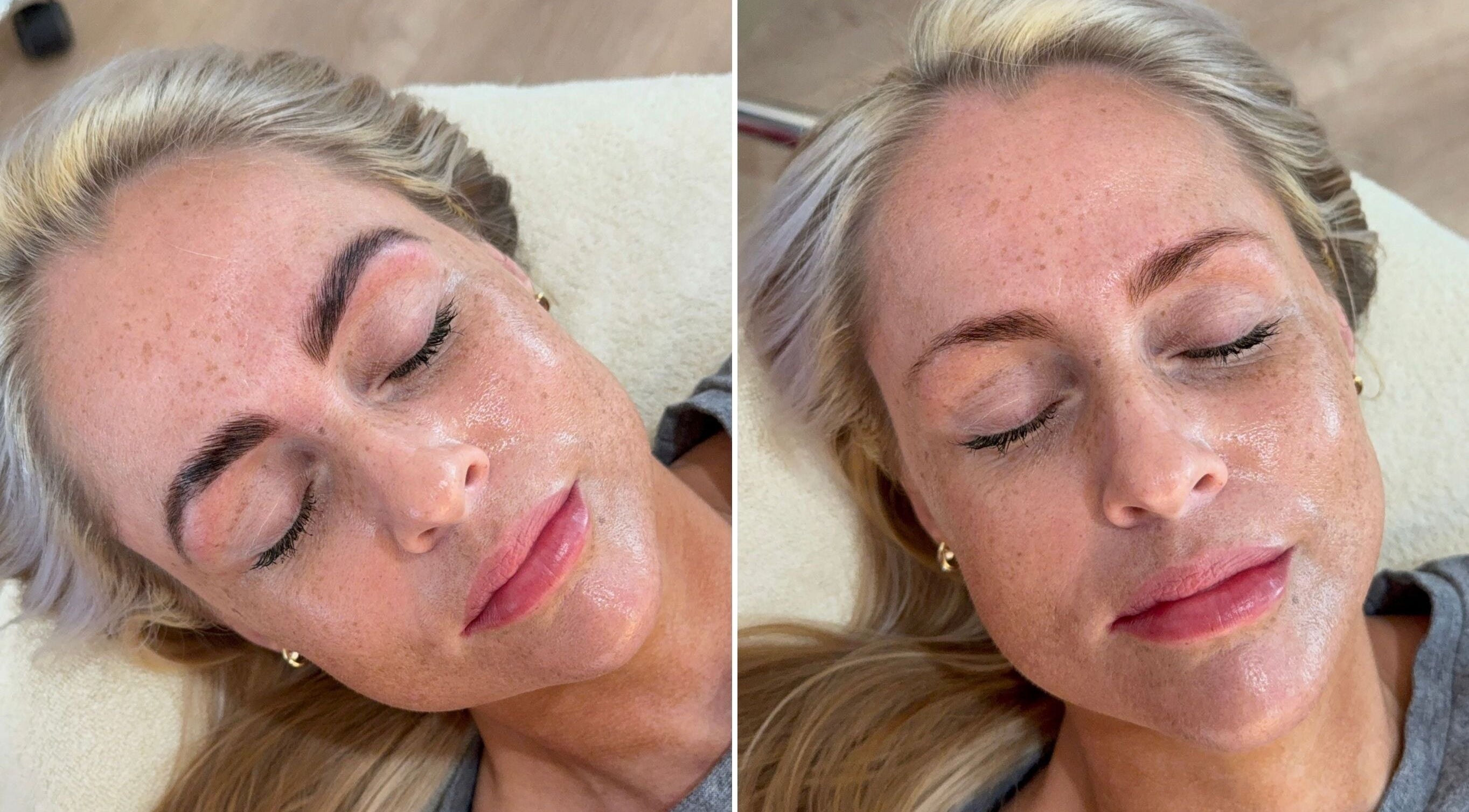 Close-up of a relaxed client post facial at By Lauren Ashley, Destrehan, Louisiana, US.