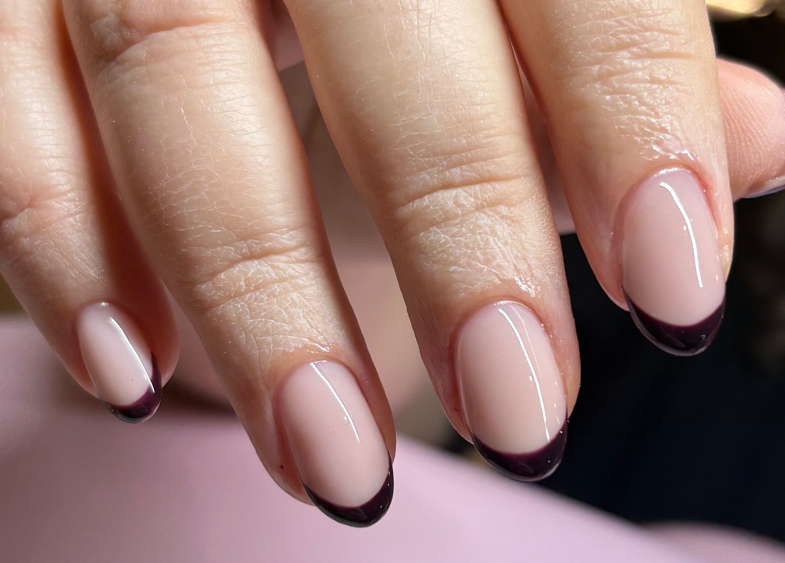 Chic black-tipped manicure at Paint Them Nails With Amina, Stoke-on-Trent, England, GB.