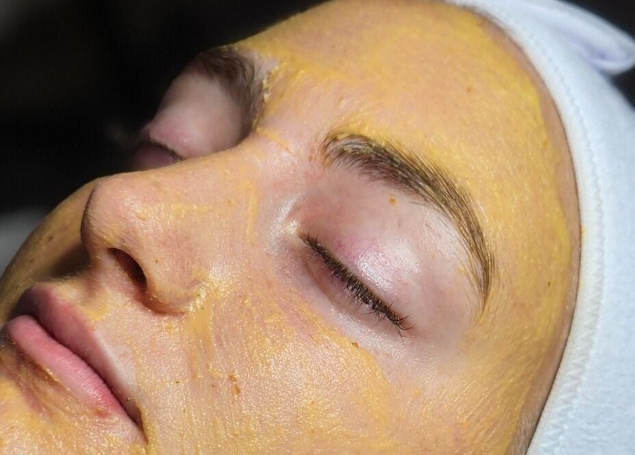 Close-up of facial treatment at Meraki Salon, Port St. Lucie, Florida, US, enhancing skin's radiance.