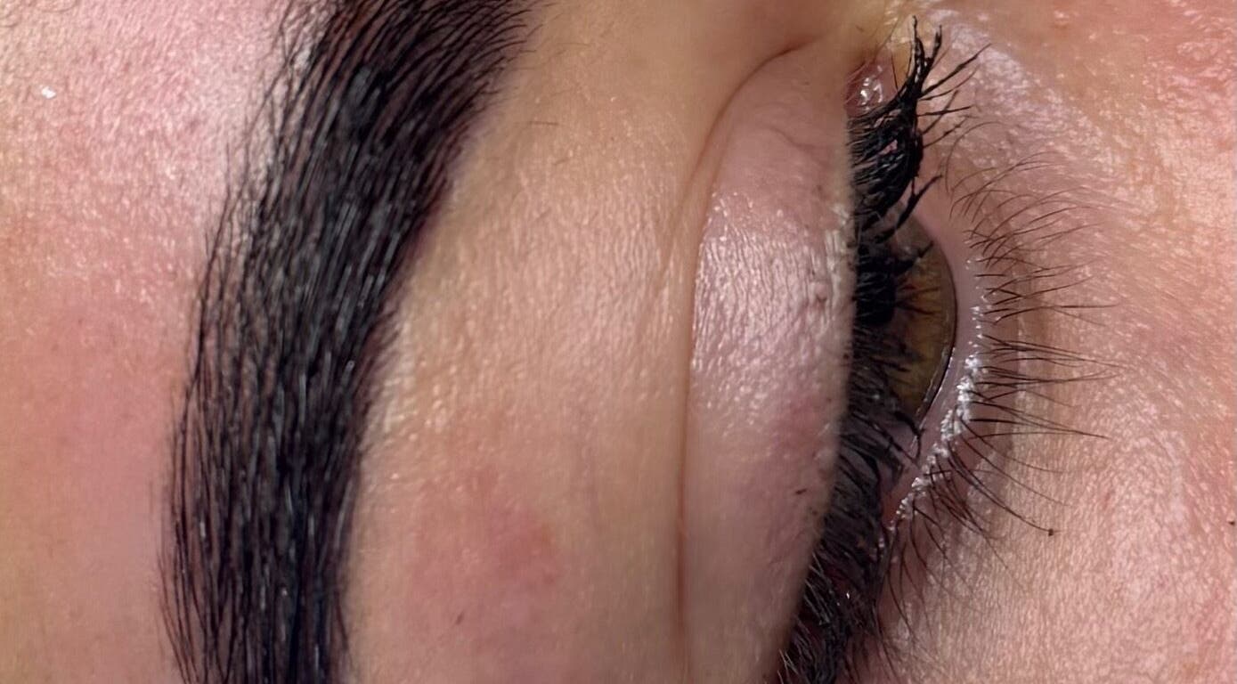 Close-up of expertly shaped eyebrow at 14eleganceavenue, South Shields, England, GB.