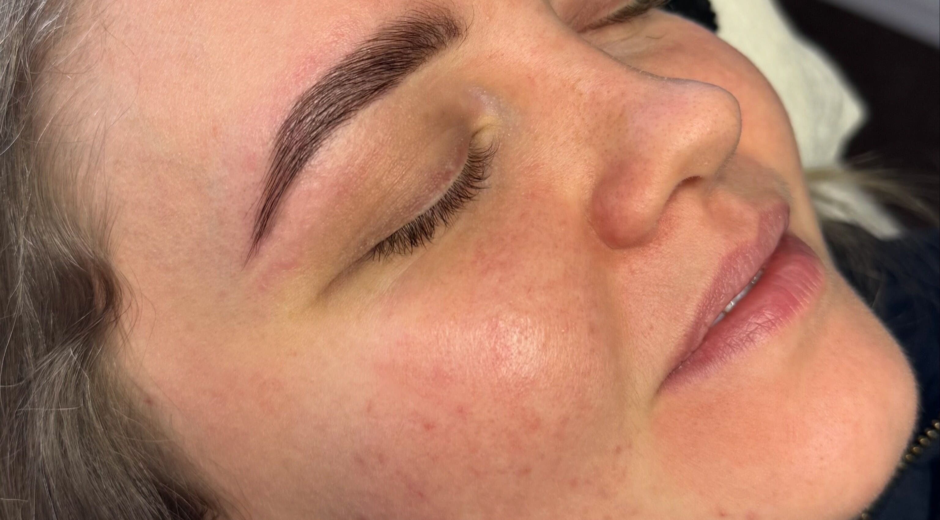 Close-up of an elegant brow treatment at 14eleganceavenue, South Shields, England, GB, showcasing flawless results.