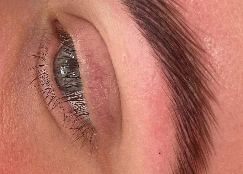 Close-up of perfectly groomed eyelashes at 14eleganceavenue, South Shields, England, GB.