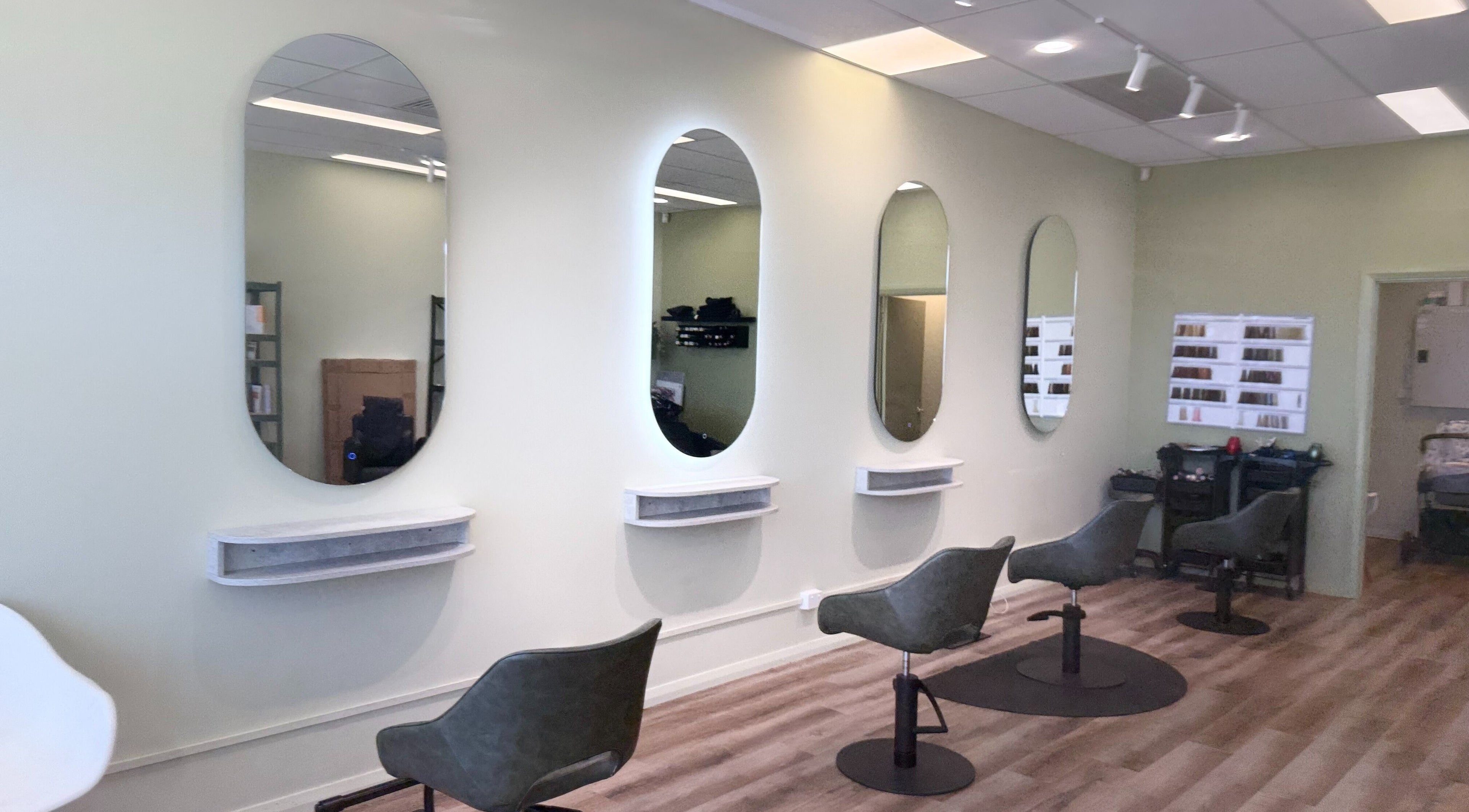 Elegant salon chairs and mirrors at Fariha Beauty, Westminster, Western Australia, AU.