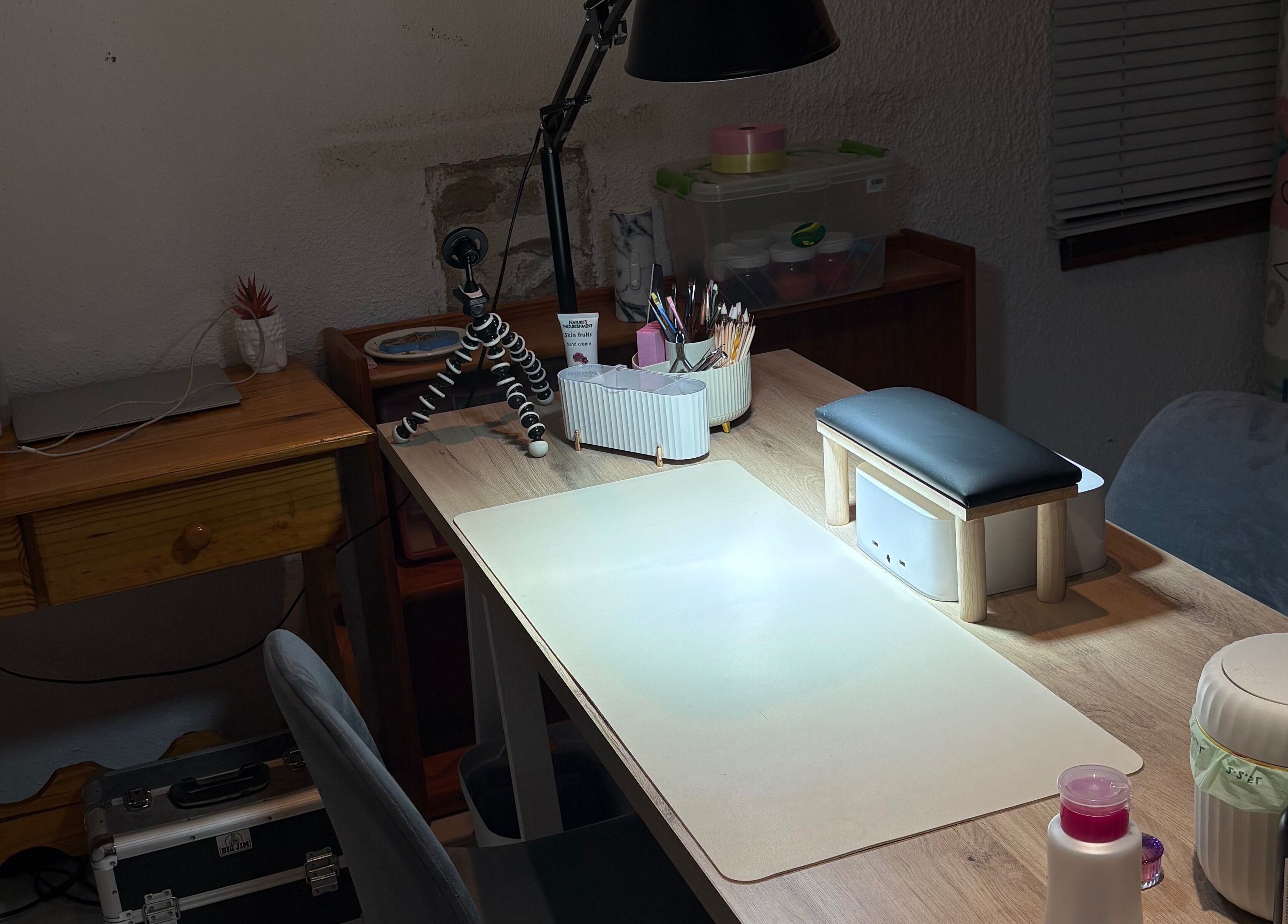 Cozy nail art station at Cherry Cosmetics, Krugersdorp, Gauteng, ZA. Perfect for detailed beauty work.