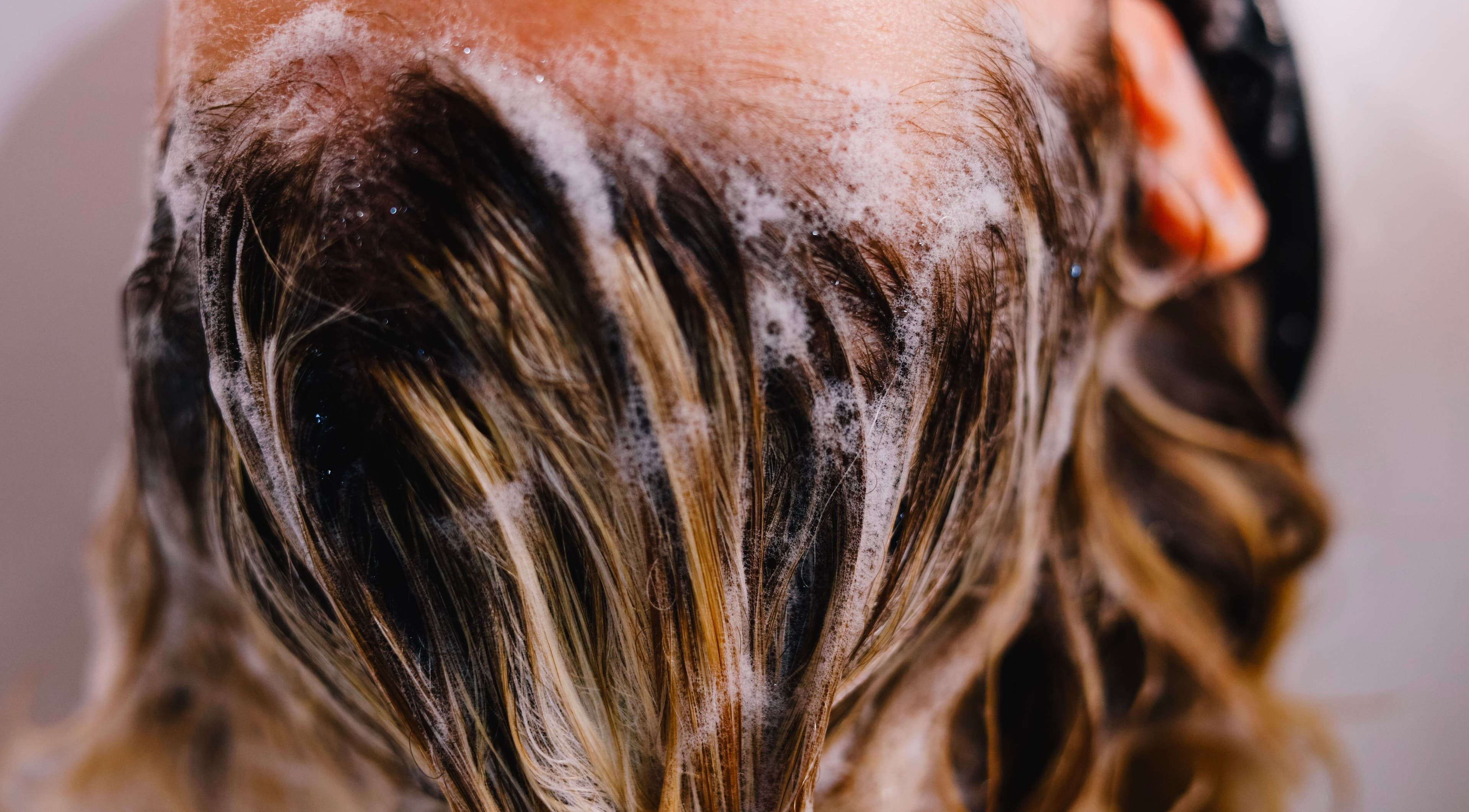 Close-up of hair being washed at Studio Dry Belinski, Entroncamento, Santarém, PT.