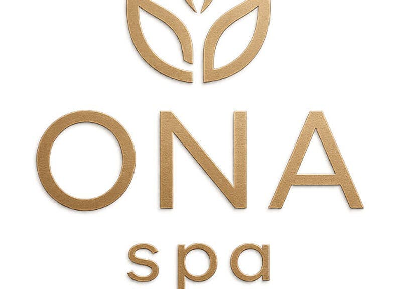 Elegant ONA SPA logo in Al Khobar, Eastern Province, SA, featuring a golden leaf design.