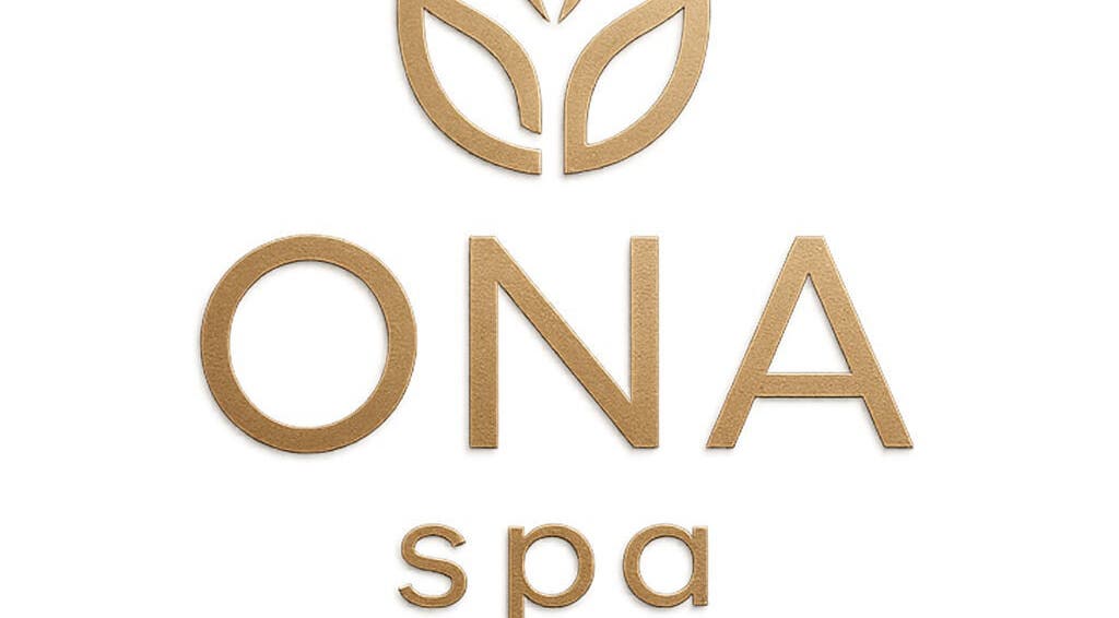 Elegant ONA SPA logo in Al Khobar, Eastern Province, SA, featuring a golden leaf design.