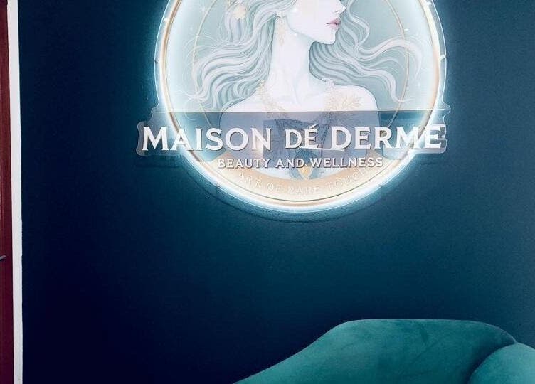 Maison De Derme Beauty & Wellness emblem at entrance, Benoni, Gauteng, ZA, showcasing sophistication.