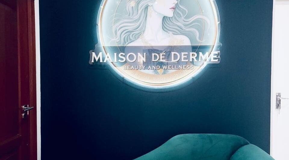 Maison De Derme Beauty & Wellness emblem at entrance, Benoni, Gauteng, ZA, showcasing sophistication.