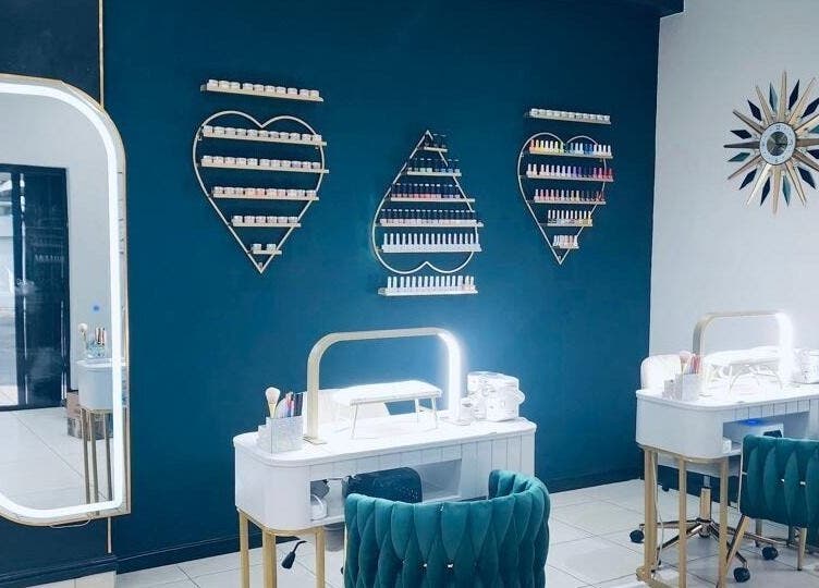 Chic nail salon interior at Maison De Derme Beauty & Wellness, Benoni, Gauteng, ZA featuring stylish decor.