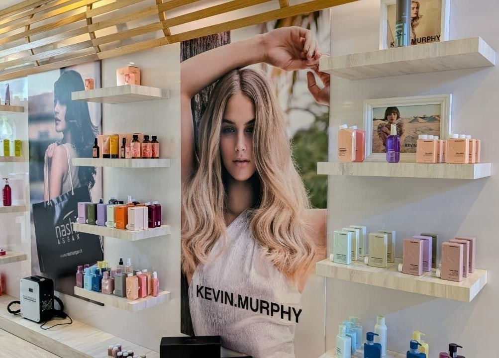 Stylish beauty product display at Villa Thalgo - Dubai, AE featuring Kevin Murphy items.