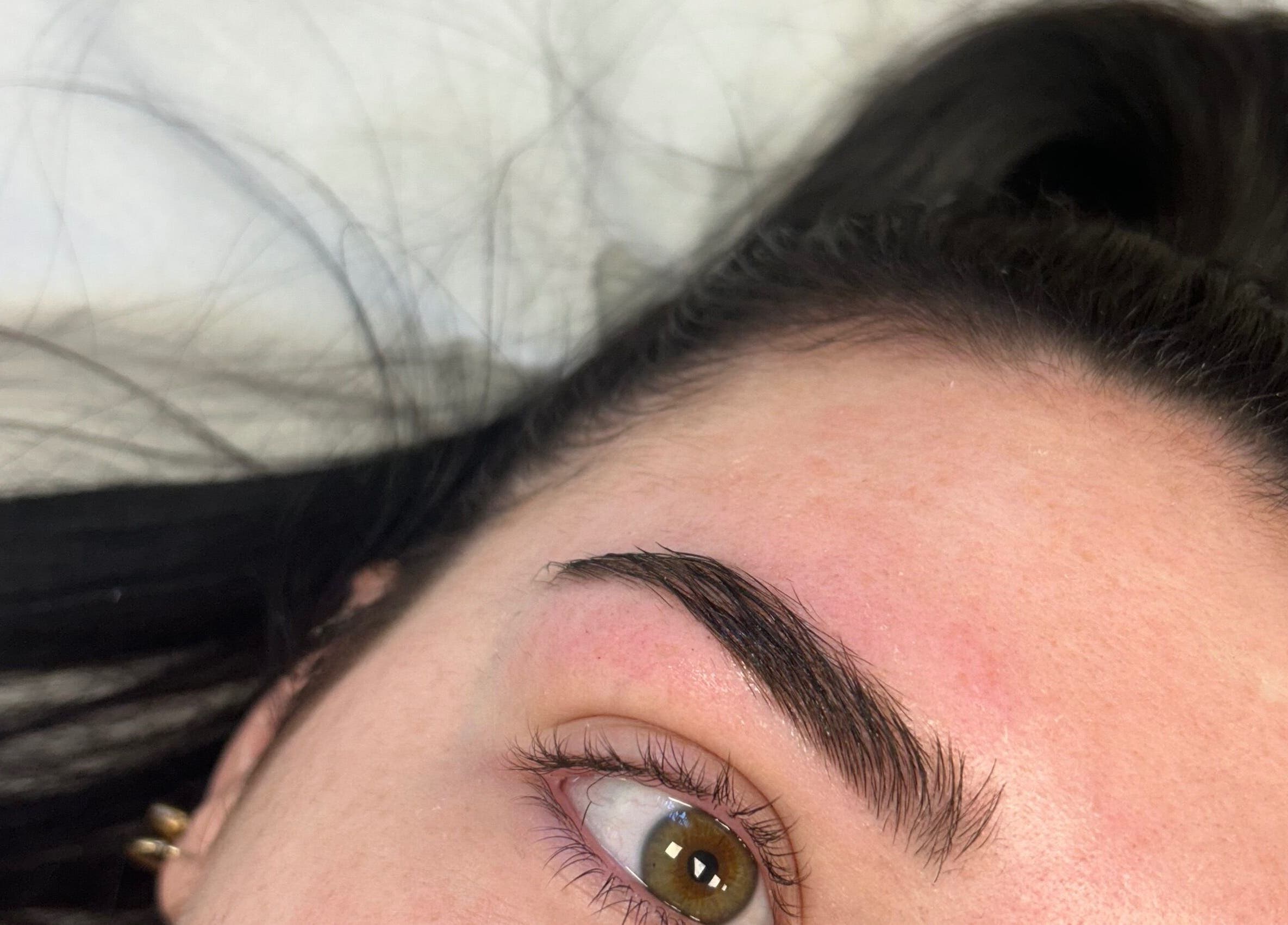 Perfectly shaped eyebrow after treatment at Livs Brow Studio, Earlswood, England, GB.
