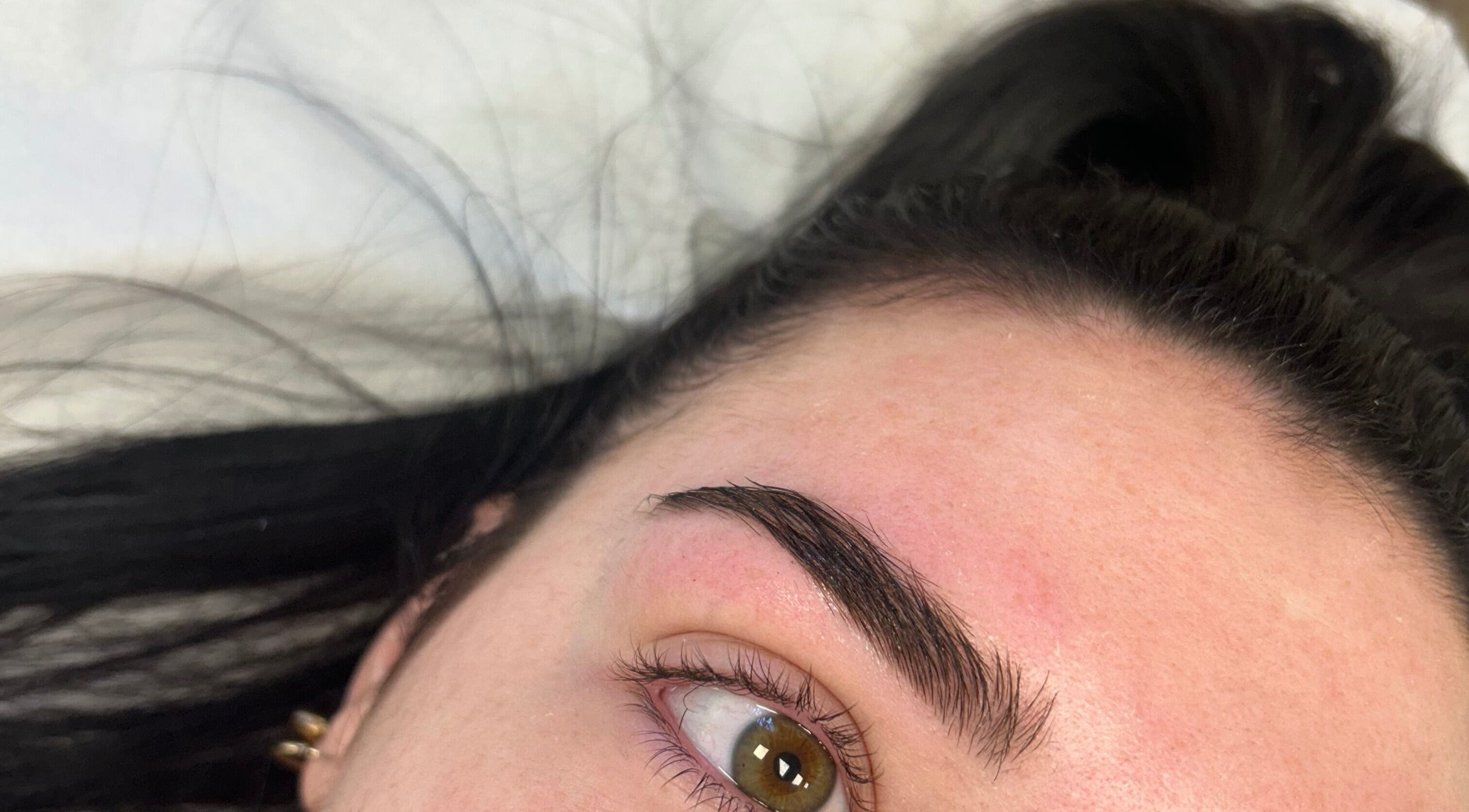 Perfectly shaped eyebrow after treatment at Livs Brow Studio, Earlswood, England, GB.