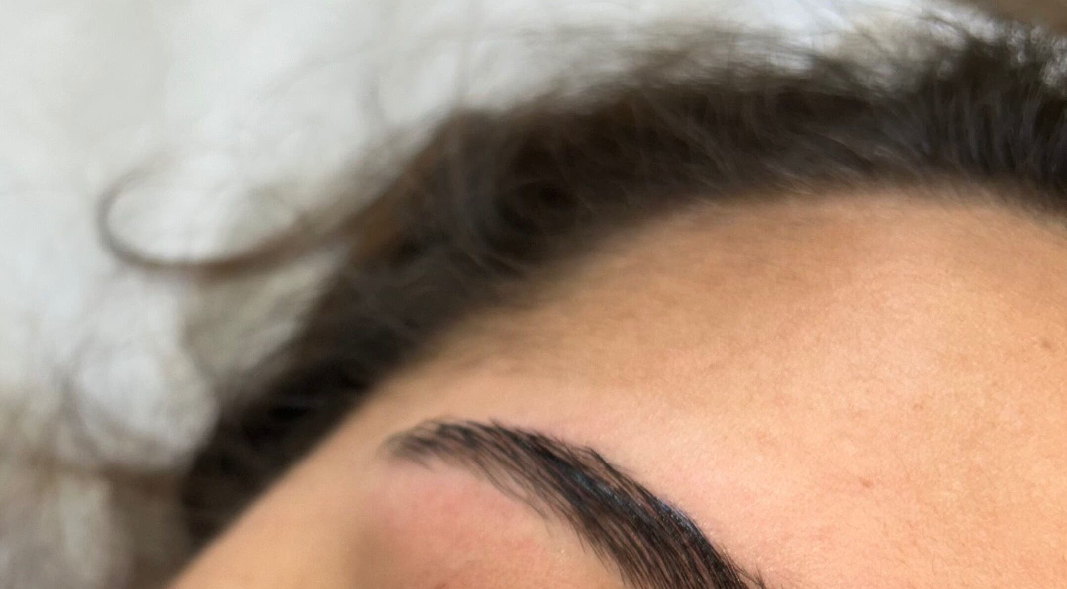 Close-up of expertly shaped eyebrows at Livs Brow Studio, Earlswood, England, GB showcasing precision beauty.