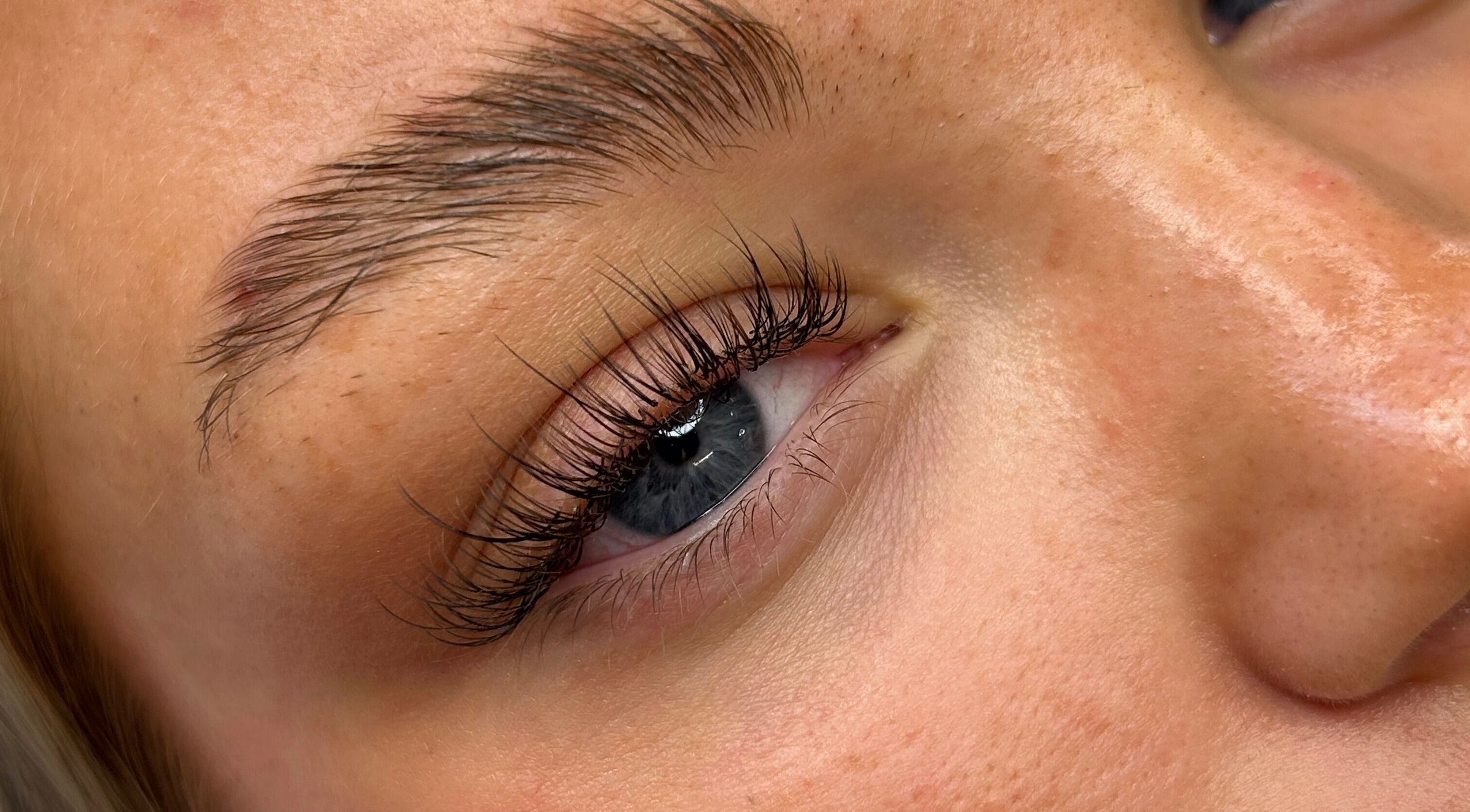 Close-up of eyelash extensions at By Ianthe, Melton Mowbray, England, GB. Showcasing flawless lash artistry.