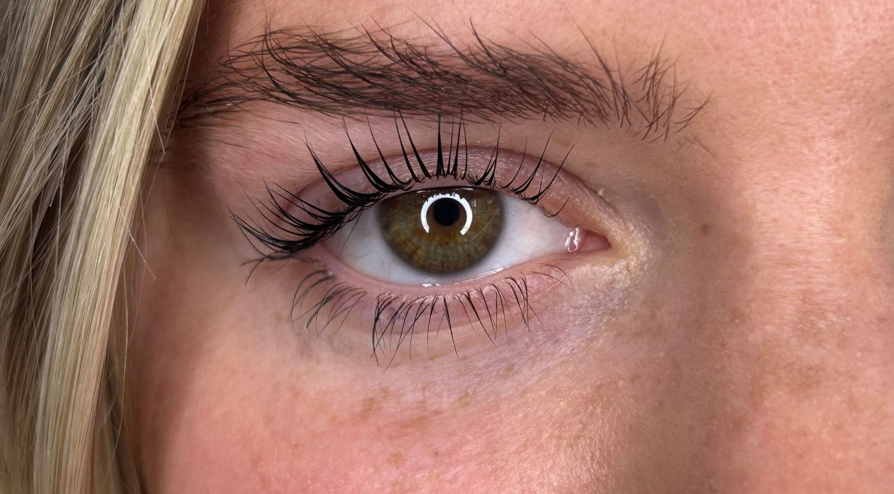 Close-up of styled eyelashes By Ianthe in Melton Mowbray, England, GB, showcasing expert beauty treatment.
