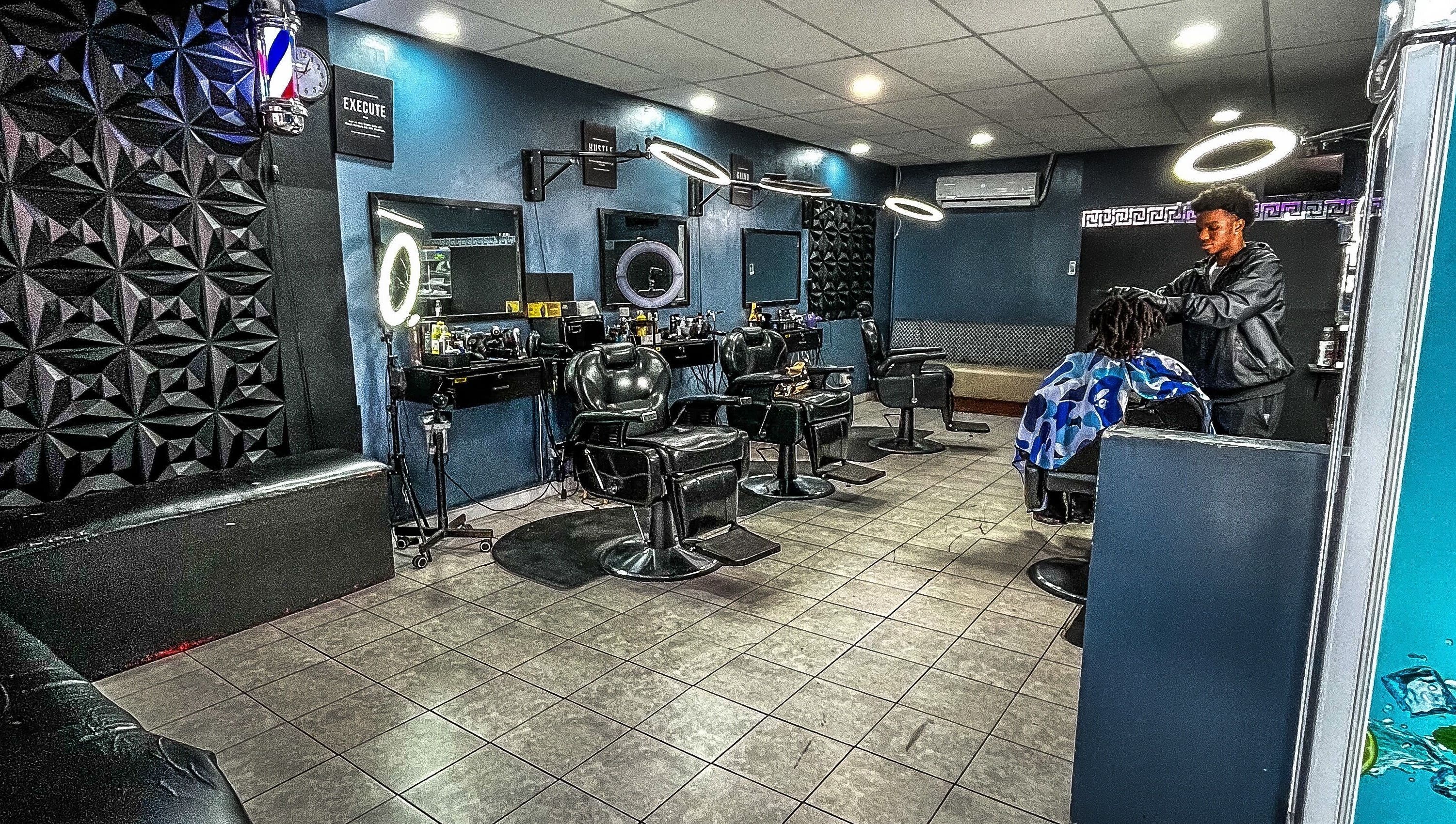 Modern salon interior at The LoFade Experience, Nassau, New Providence, BS featuring stylish decor and seating.