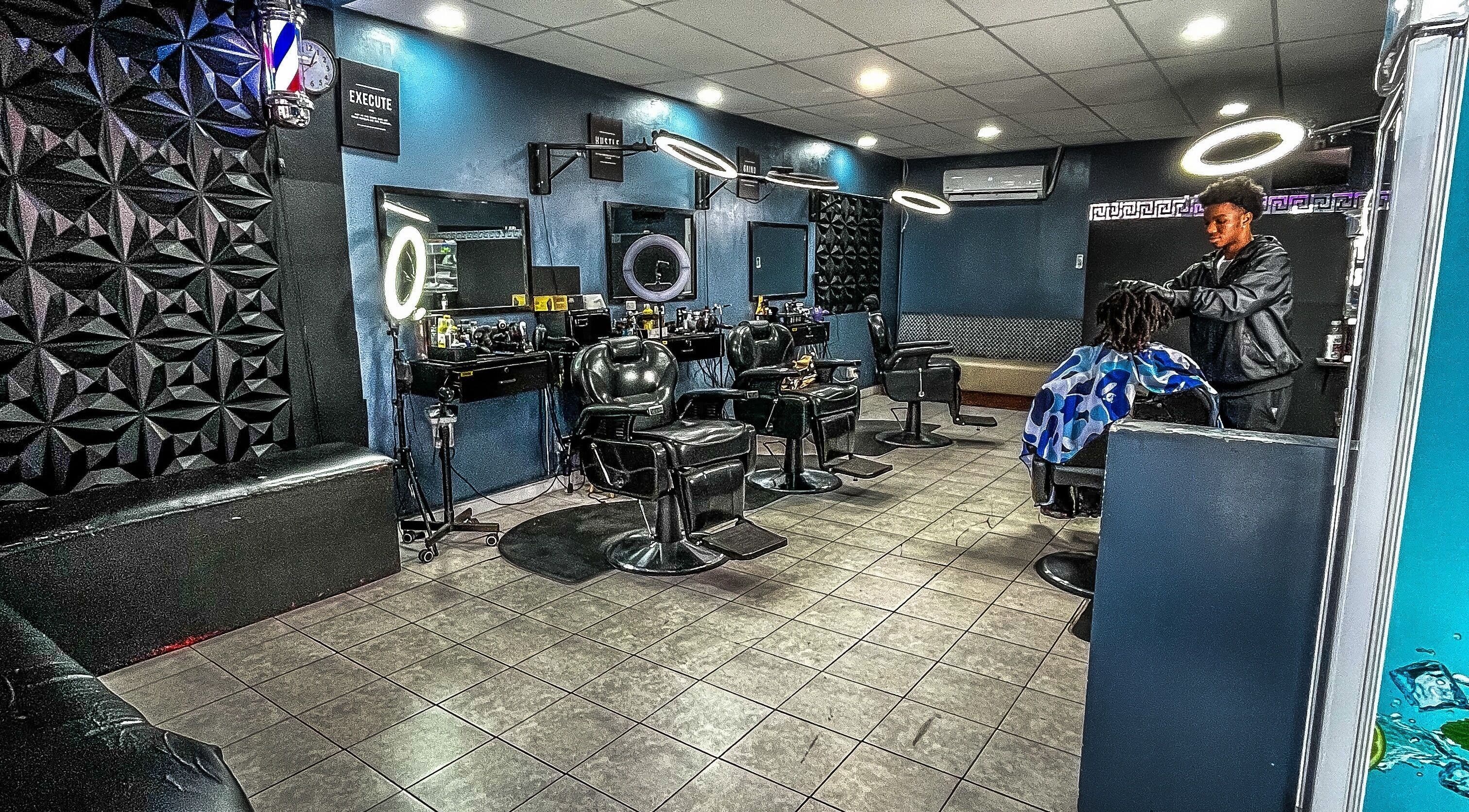 Modern salon interior at The LoFade Experience, Nassau, New Providence, BS featuring stylish decor and seating.
