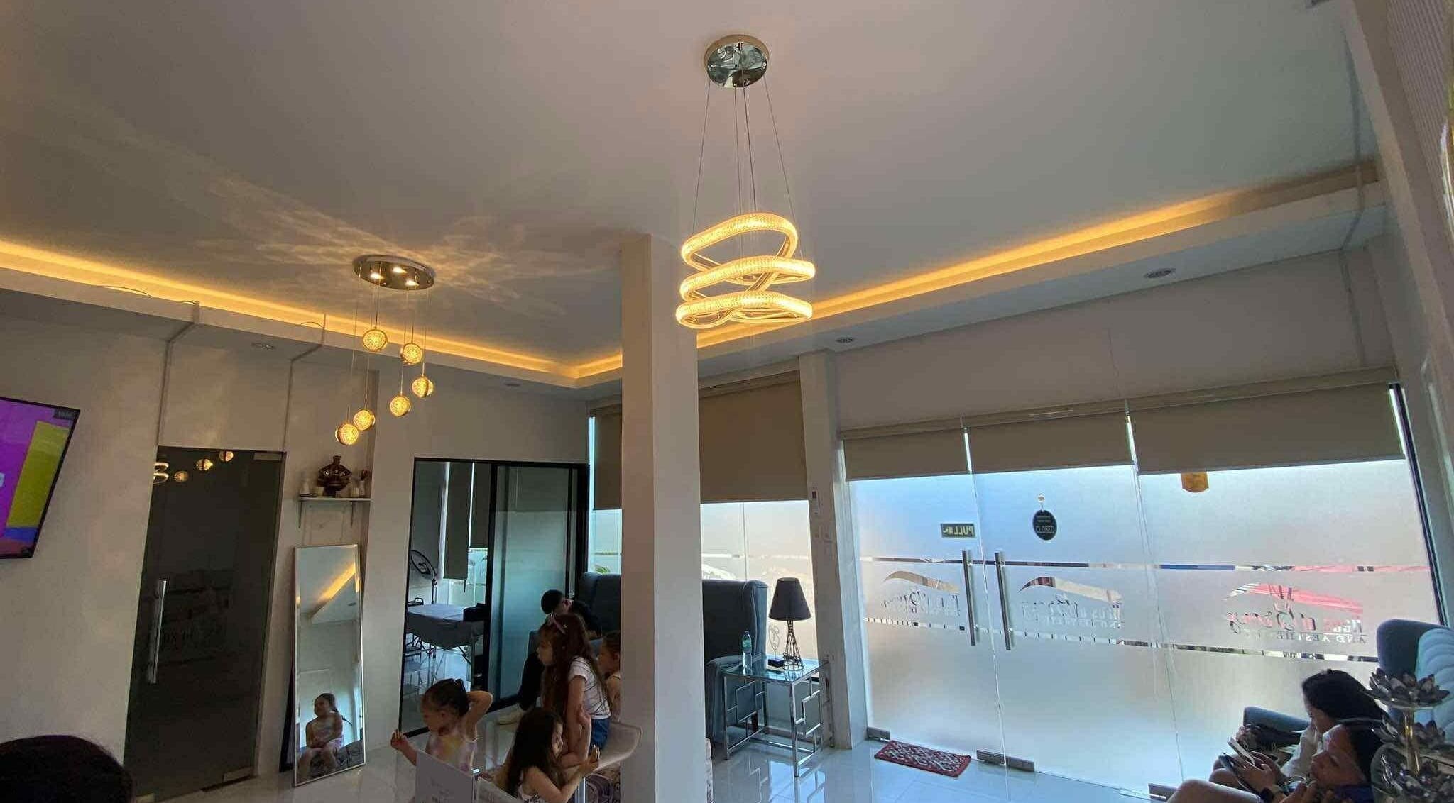 Modern, elegant lobby at Haus of Brows & Aesthetics Cebu, Cebu City, Central Visayas, PH with chic lighting.