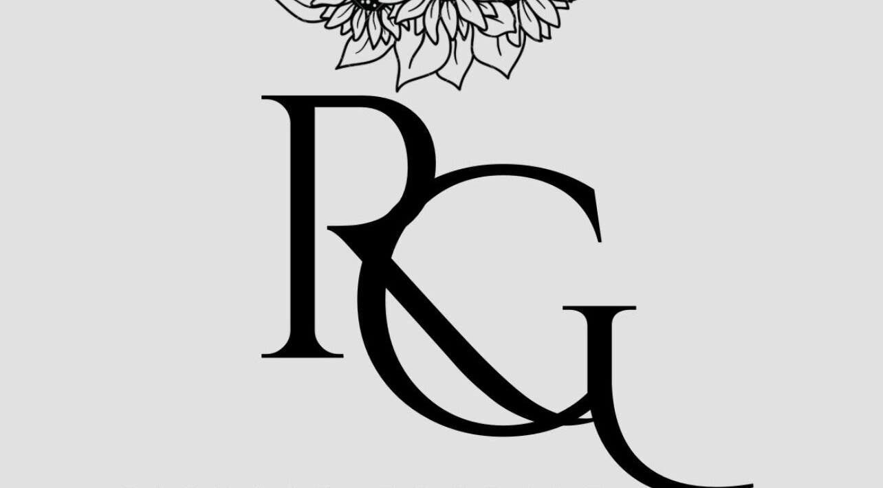 RG Hairdressing logo featuring elegant floral design in Bramhope, England, GB.