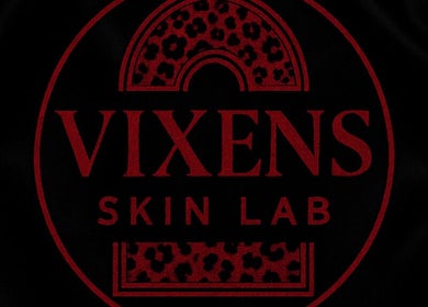 Red Vixens Skin Lab logo with leopard print in St. Cloud, Florida, US.