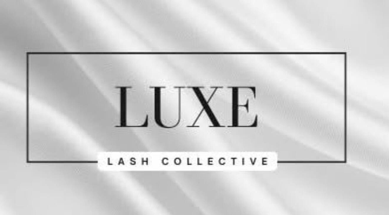Luxe Lash Collective logo on elegant silk background in Bajool, Queensland, AU.