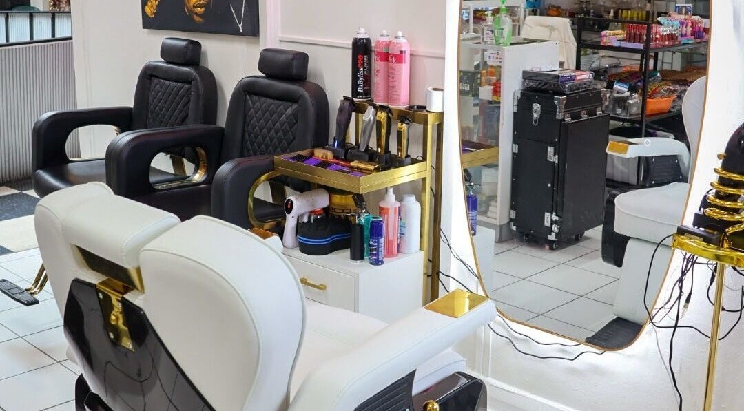 Modern salon chairs and styling tools at DUFANDA in Moorooka, Queensland, AU.