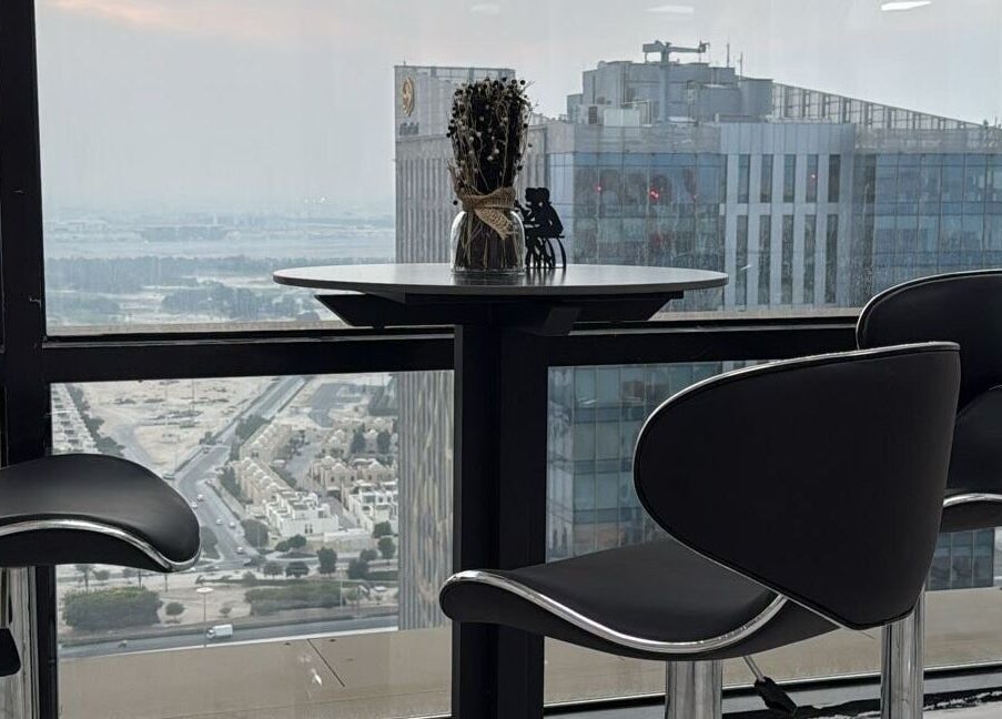 Stylish seating with city view at Stellar Beauty, Doha, Doha Municipality, QA.