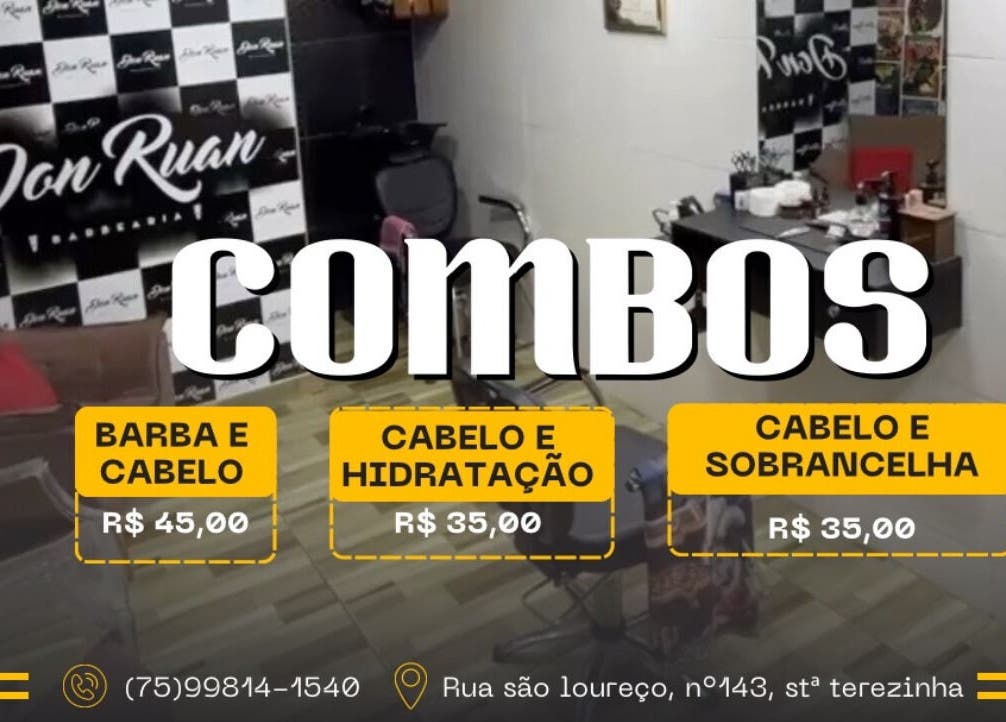 Compre combos de beleza na Barbearia Don Ruan, localizada em Bahia, Bahia, BR. Serviços acessíveis e de qualidade.