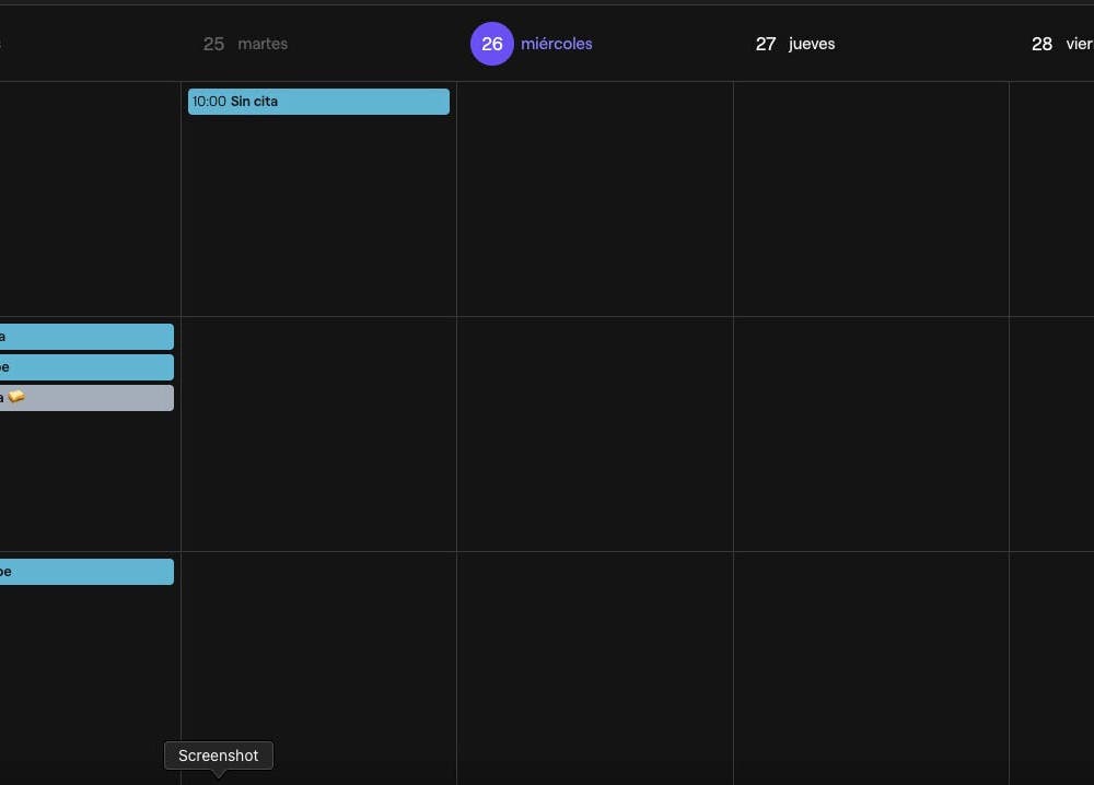 Agenda diaria de Pelos en Zacatecas, Zacatecas, MX mostrando citas y horarios.