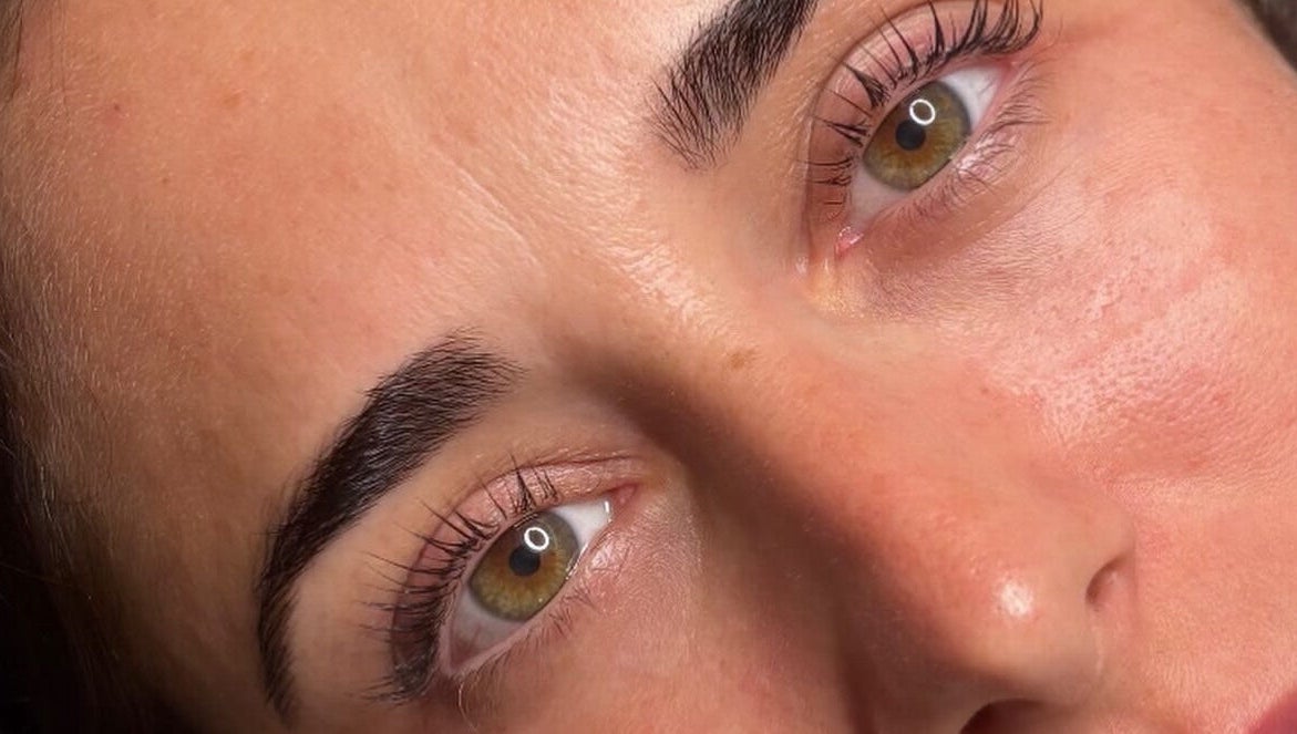 Close-up of styled lashes at Beautyblissbymia_ in London, England, GB showcasing expert eyelash treatment.