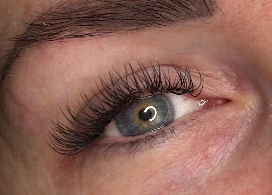 Close-up of styled lashes at Beautyblissbymia_ in London, England, GB, showcasing expert eyelash extensions.
