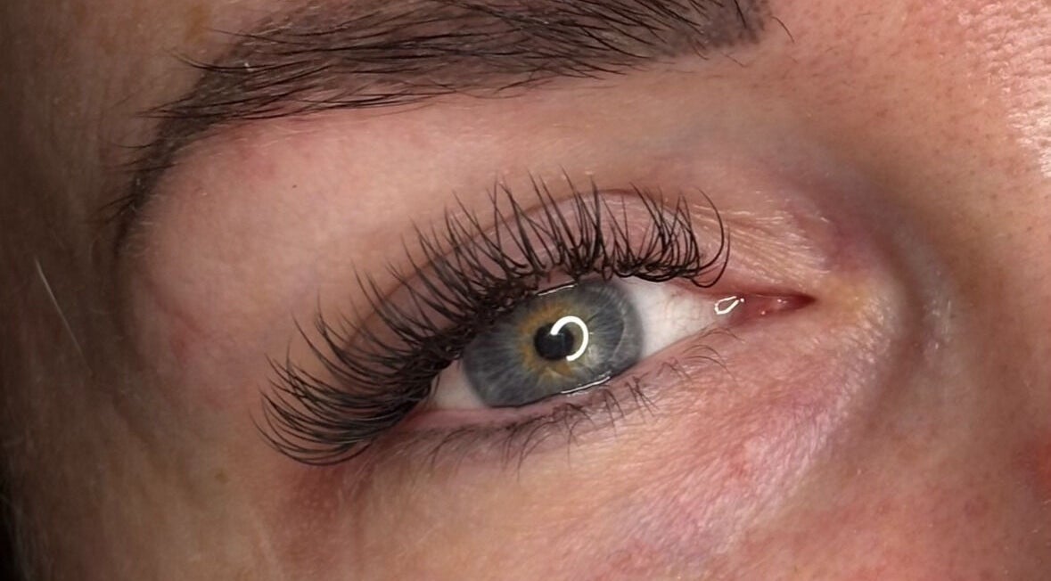 Close-up of styled lashes at Beautyblissbymia_ in London, England, GB, showcasing expert eyelash extensions.