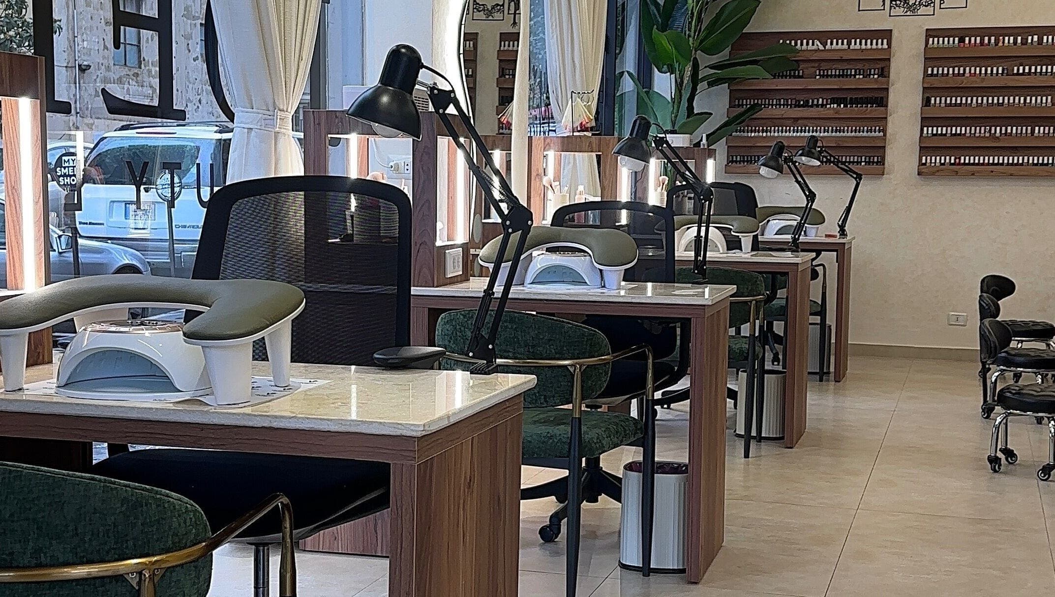 Modern nail stations at Joelle Beauty Lounge in Bayrut, LB offer a chic and relaxing atmosphere.